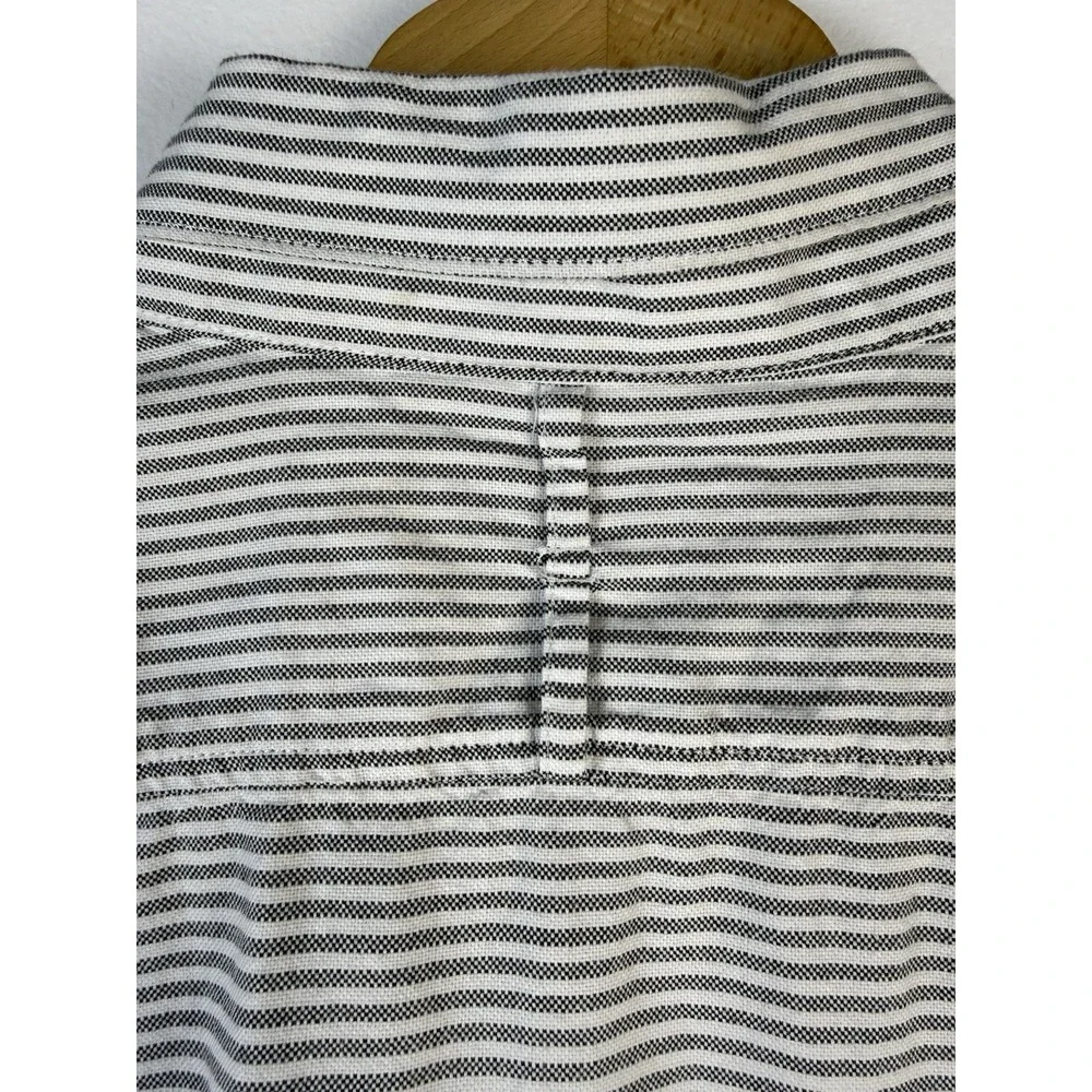 Banana Republic Oxford Shirt Mens Grey White Stripe Short Sleeve Pocket Cotton